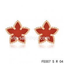 Fake Van Cleef & Arpels Sweet Alhambra Star Earrings Pink Gold,Carnelian